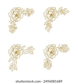 The Blooms Greenery Floral Foliage Ornament Corner Text Separator Elegance Frame for Invitations