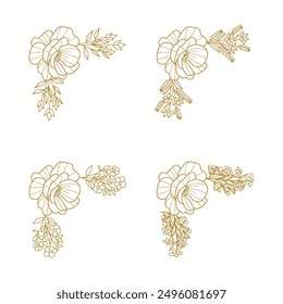 The Blooms Greenery Floral Foliage Ornament Corner Text Separator Elegance Frame for Invitations