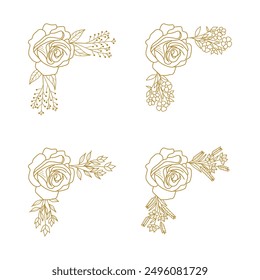 The Blooms Greenery Floral Foliage Ornament Corner Text Separator Elegance Frame for Invitations