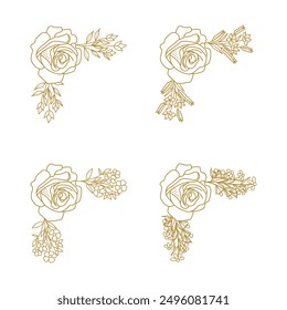 The Blooms Greenery Floral Foliage Ornament Corner Text Separator Elegance Frame for Invitations