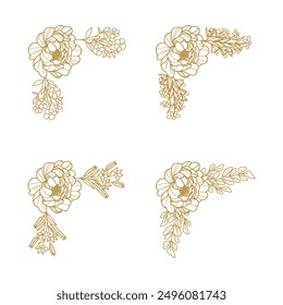 The Blooms Greenery Floral Foliage Ornament Corner Text Separator Elegance Frame for Invitations