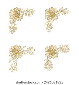 The Blooms Greenery Floral Foliage Ornament Corner Text Separator Elegance Frame for Invitations