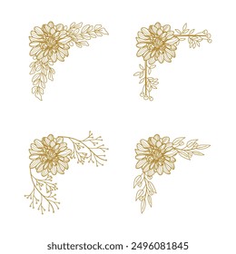 The Blooms Greenery Floral Foliage Ornament Corner Text Separator Elegance Frame for Invitations