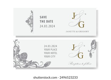 The Blooms Greenery Floral Foliage Ornament Corner Text Separator Elegance Frame for Invitations