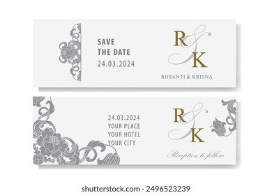 The Blooms Greenery Floral Foliage Ornament Corner Text Separator Elegance Frame for Invitations