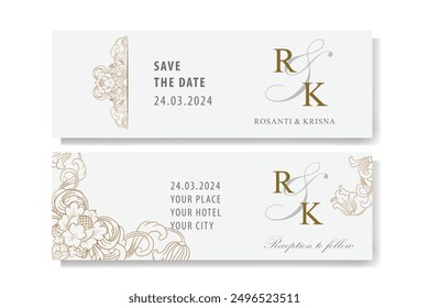 The Blooms Greenery Floral Foliage Ornament Corner Text Separator Elegance Frame for Invitations