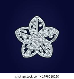 bloooming blue symbol flower, vector illustration in dark background
