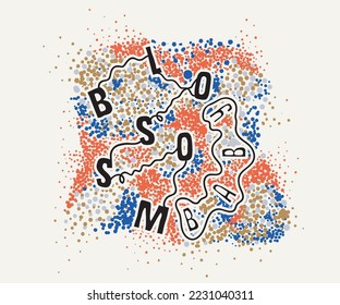 Blossom baby slogan t-shirt print design, Polka dot typography. 