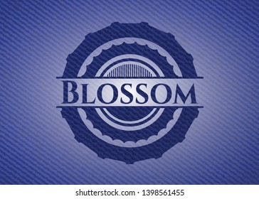 Blossom badge with jean texture. Vector Illustration. Detailed.