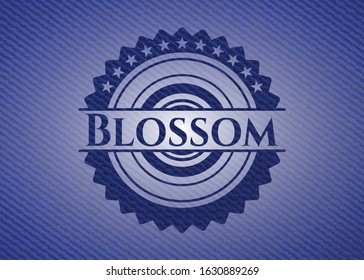 Blossom badge with jean texture. Vector Illustration. Detailed.