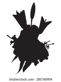 Blossom bouquet of lily flowers silhouette. Vector isolated illustration.