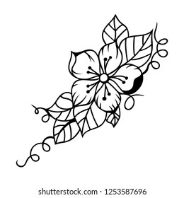 Blossom branch of tree icon vector, botanical design, garden logo, cherry or strawberry flower