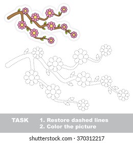 Blossom Branch in vector to be traced. Restore dashed line and color the picture.