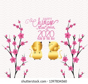 Blossom chinese new year 2019. Year of the rat