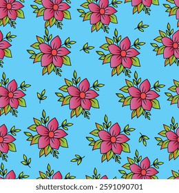 Blossom colorful pattern spring summer background.
