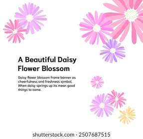 blossom daisy floral frame banner on white background