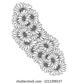 blossom daisy flower simplicity sketchy with artistic illustration on isolate background. daisy flower daisies outline vector design in detailed line art coloring page.
detailed line art vector 