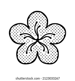 Blossom doodle icon isolated on white background