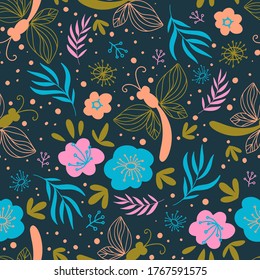 BLOSSOM FABRIC Flower Season Nature Spring Holiday Cartoon Seamless Pattern Vector Illustration for Print and Digital Paper