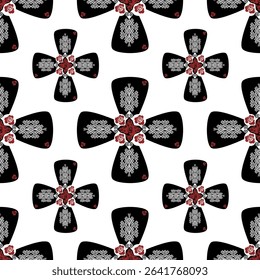 Blossom floral geometric seamless fabric vector pattern. Great for fabric packaging wallpaper wrap carpet decorative illusion and decor projects. Fully editable EPS file included.digital download boho