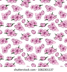 Blossom Flower Pink Seamless Pattern