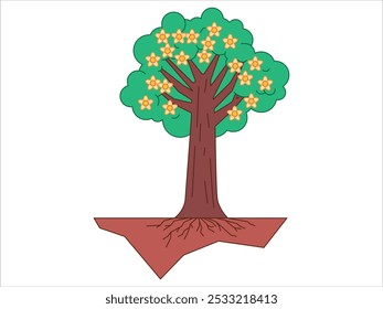Blossom flowering tree blooming flower growth phase stage spring season nature plant colorful set icon design