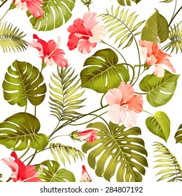 Blossom flowers for seamless pattern background. Vector illustration.