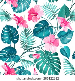 Blossom flowers for seamless pattern background. Vector illustration.