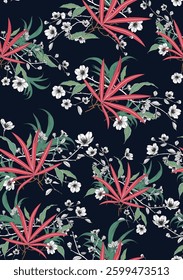 Blossom Flowers Seamless Pattern Hand Drawn