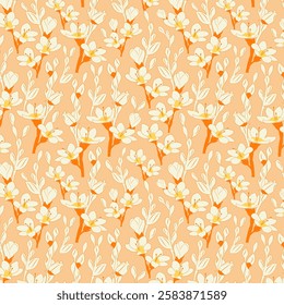 Blossom Flowers seamless vector pattern