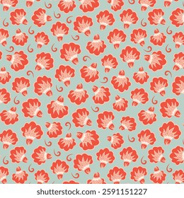 Blossom flowers seamless vector pattern.