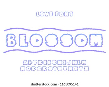 Blossom font. Vector alphabet letters. Typeface design. 