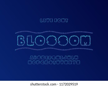 Blossom font. Vector alphabet letters. Typeface design. 