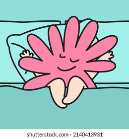 Blossom Girl Is Blooming In Bed Concept Card Character illustration