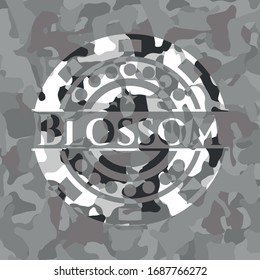 Blossom grey camo emblem. Vector Illustration.