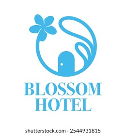 blossom hotel flat minimalist logo design