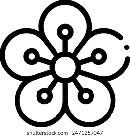 icono de flor. Diseño De Estilo Lineal Delgado Aislado Sobre Fondo Blanco