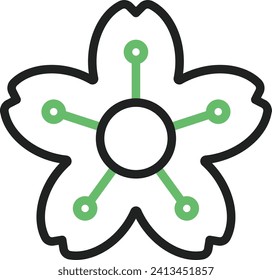 Imagen vectorial de icono de Blossom. Adecuado para aplicaciones web móviles y medios de impresión.