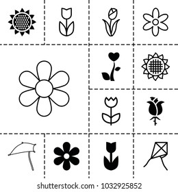 Blossom icons. set of 13 editable filled and outline blossom icons such as flower, sunflower, dandelion, rose