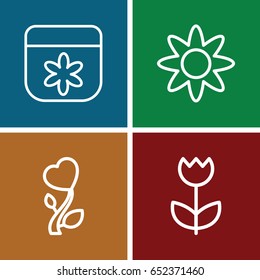 Blossom icons set. set of 4 blossom outline icons such as flower