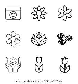 Blossom icons. set of 9 editable outline blossom icons such as