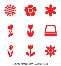 Blossom icons set. set of 9 blossom filled icons such as sunflower, flower, heart flower
