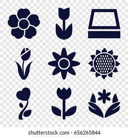 Blossom icons set. set of 9 blossom filled icons such as sunflower, flower, heart flower