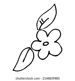 Blossom and leaf element outline vector.