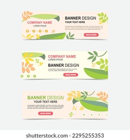 Blossom leaf spring banner and brouchure design, Vector illustration in flat style