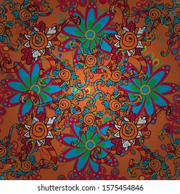 Blossom lilies seamless background. Amazing collage paradise style for floral design. Bright floral collage blossom flowers orange, blue and black.