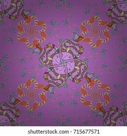 Blossom lilies seamless background. Amazing collage paradise style for floral design. Bright floral collage blossom flowers violet, neutral and orange.