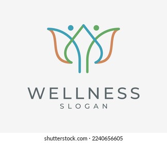 Blossom Lotus Flower Bloom Natural Wellness Relaxation Balance Abstract Line Art Vector Logo Design