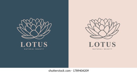 blossom lotus logo line vector
