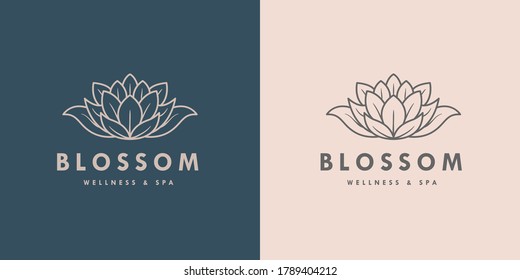 blossom lotus logo line vector